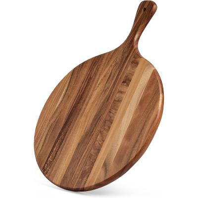 China Sustainable Cutting board serving board pizza board with handle acacia wood natural color Premier Quality for sale