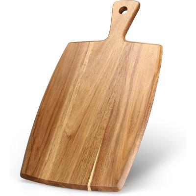 China Sustainable Cutting board serving board  Rectangle with handle acacia wood natural color OEM&ODM for sale