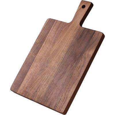 China Sustainable Kitchen Cutting board serving board  Rectangle with handle Solid Walnut wood natural color OEM&ODM for sale