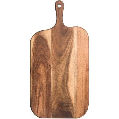 China Sustainable Kitchen Cutting board serving board  Rectangle with handle Acacia solid wood natural color OEM&ODM support for sale