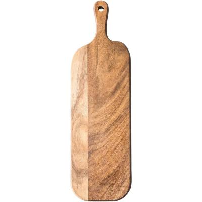 China Sustainable Acacia Kitchen Cutting board serving board  Rectangle with handle natural color Eco-Friendly OEM&ODM Support for sale