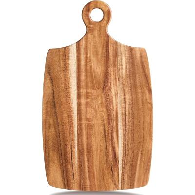 China Sustainable Acacia Kitchen Serving board and Cutting board Rectangle with handle natural color Eco-Friendly OEM&ODM Support for sale