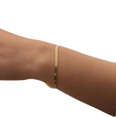 China Other Simple Short Flat Fishbone Snake Chain Blade New Product Bracelet Bangle Chain Bracelet for sale