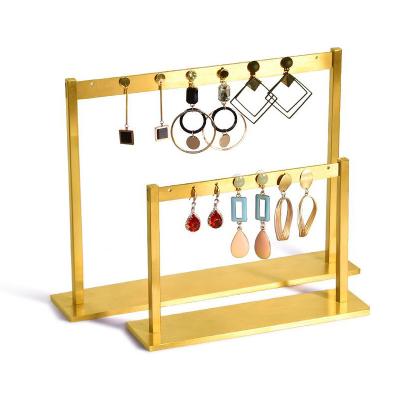 China 2021 new gold color simple high quality gold color metal earring holder jewelry display stand for sale