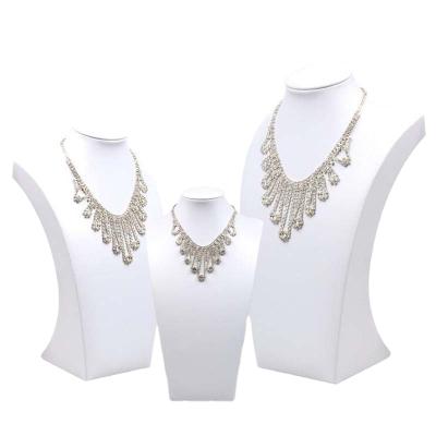 China Jewelry Store Display Or Vanity Top Home Sale Guaranteed Quality Soft White PU Necklace Stand Jewelry Holder for sale