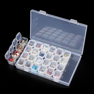 China Jewelry Store Display Or Beads Home Dressing Table New Clear Plastic Storage Box 28 Slots For Nail Art Case Organizer Box Manicure Tools Jewelry Display for sale