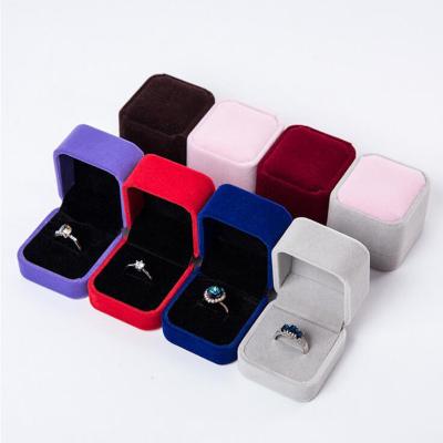 China Jewelry store display or home dressing table new various colors optional small 5.5*5*4.5 cm wrapped soft velvet gift rings jewlry box packaging for sale