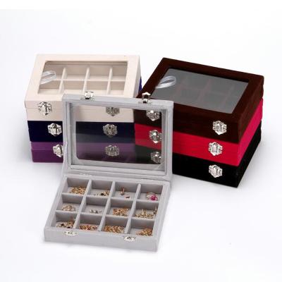 China Various Best Quality Soft Warm Soft Flannel 12 Slots Small Velvet Jewelry Box Selling for sale