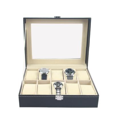 China Luxury Wholesale High Quality Watch Boxes Packing 10 Grids Leather Watch Box for sale