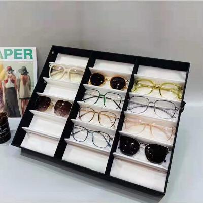 China Selling Size 18 Big Grids Case Sunglasses Glasses Show With Cover E Selling Size 18 Big Grids Case Sunglasses Glasses Show With Cover Monocle Grids Stand Organizer makeup glass holder case for sale