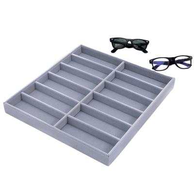 China Jewelry Store Display Or Home Dressing Table Wholesale Customized Good Quality Velvet And PU Sunglasses Box 4 Grids Sunglasses Display La box for sale