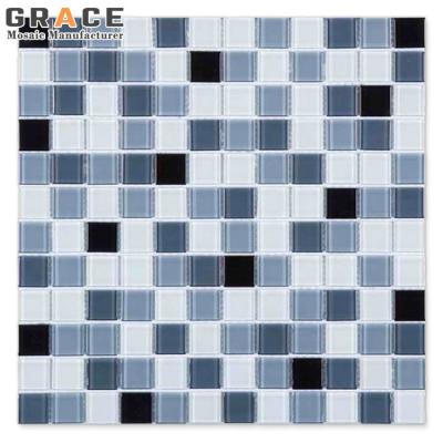 China Black And White Glass Glass Mosaic Pool Tile For Hotel Dump for sale