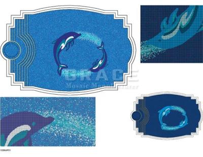 China Hotel Swimming Pool Glass Mosaic Void Custom Design Of Marine Animals for sale