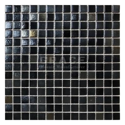 China Cheap Black Iridescent Glass Mosaic Hotel Pool Wall Backsplash Kitchen Backsplash Tiles for sale