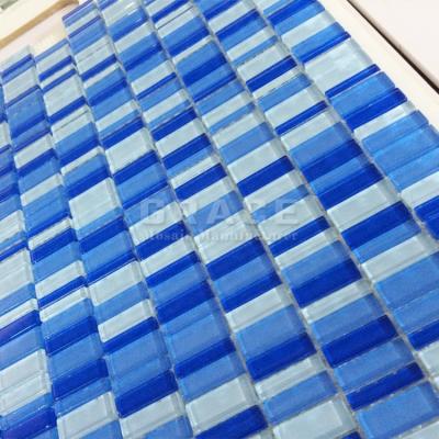 China Hotel Blue Stripe Glass Pool Null Mosaic Crystal Wall Kitchen Backsplash Tiles for sale