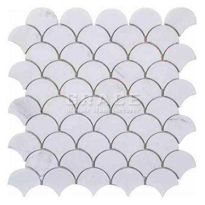 China Hotel Carrara Mosaic White Marble Waterjet Wall Void Out Door Floor Tiles for sale