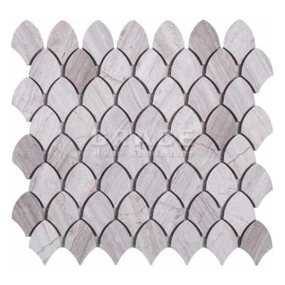 China Hotel Marble Stone Mosaic Dull Fish Scales Backsplash Bathroom Tile Waterjet Flooring for sale