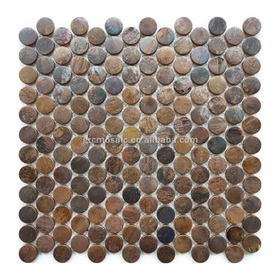 China Antique Round Penny Bronze Copper Metal Mosaic Tile Wall Tiles for sale