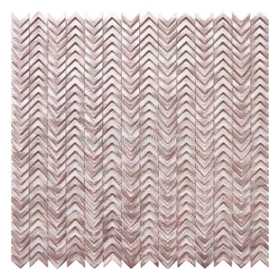 China Gold Chevron Gold 3d Herringbone Aluminum Metal Zero Mosaic Purple Wall Tiles for sale