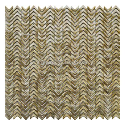 China Background Null Gold Herringbone Mosaic Aluminum Metal Mosaic Wall Tile for sale