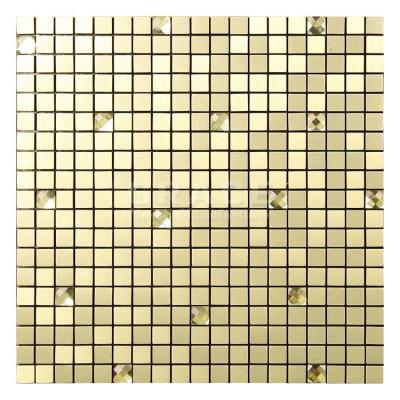 China Null 300*300mm Shiny Gold Crystal Glass Metal Aluminum Composite Mosaic for sale