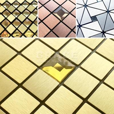 China DIY Aluminum-plastic Mosaic Tile Chinese Easy Self Adhesive Metal Mosaic Backsplash for sale