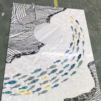 China Art Mosaic White Mother of Pearl Modern Wall Tiles Backsplash Sea Shell Decorative Mosaic For Home decor for sale