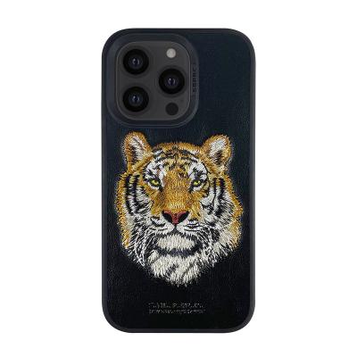 China POLO Tiger Wolf Cat Leopard Leather Embroidered Shockproof Phone Case For iPhone 14 for sale