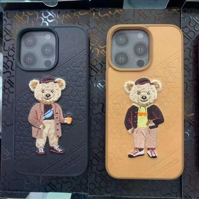 China POLO Bear Leather Embroidered Shockproof Case for iPhone 13 maximum pro for sale