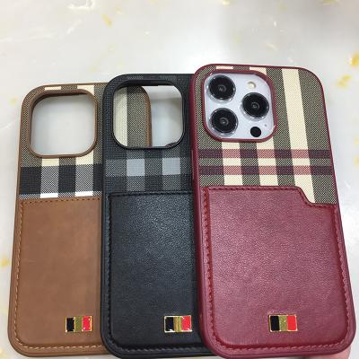 China Shockproof Lattice Textured Cardable Leather Phone Case for iPhone 14 by Mentor for sale