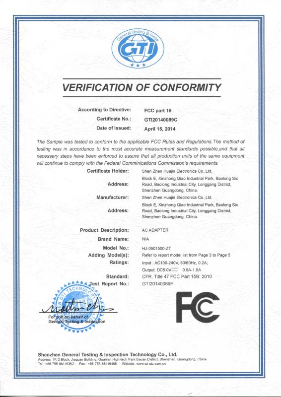 FCC Certificate - Bonace International Group