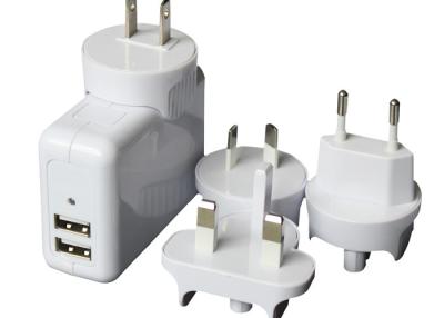 China White  Dual USB  Universal Travel Plug  , travel power adapter 4 Changeable Plugs for sale