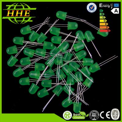 China Green  Trought Hole Dip 10mm LED Diode 520nm - 525nm 3 V - 3.4V 20mA for sale