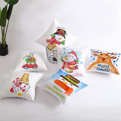 China 2022 New Series Anti-Static Border Canvas Pillow Series Christmas Printing Cartoon Sofa Bedside Square Pillow for sale