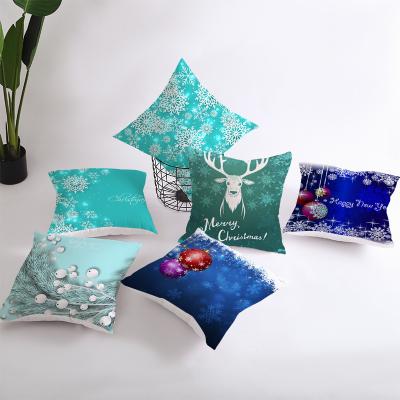 China 2022 Anti-static New Border Christmas Blue Pillow Office Cushion Living Room Sofa Decoration Pillow for sale