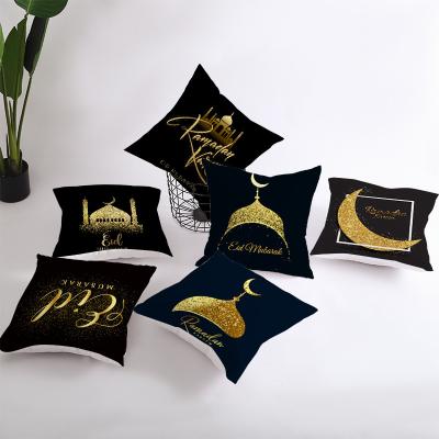 China New Ramadan Gold Black Pillow Cover Anti-Static Living Room Sofa Cushion Cover Decorative Pillow Cover Border for sale