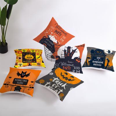 China New Anti-Static Orange Border Halloween Pillow Cover Office Cushion Cover Living Room Sofa Decoration Pillow Cover for sale