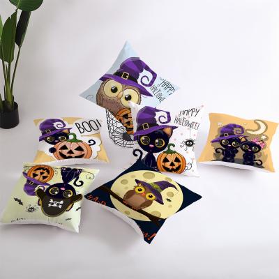 China New Border Halloween Anti-static Owl Pillow Cover Office Cushion Cover Living Room Sofa Decoration Pillow Cover for sale