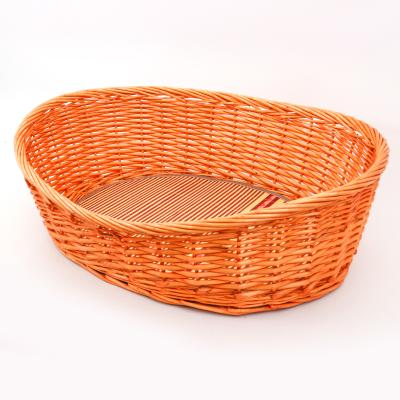 China Wholesale Natural Wicker Willow Woven Wicker Pets Basket Bed Viable Pet Bed Cats House Dogs House for sale