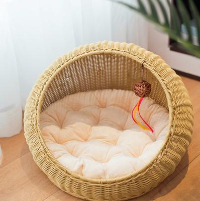 China Best Selling Water Proof Willow Pet House Wicker Rattan Pet Baskets Waterproof Wicker Pet Bed for sale