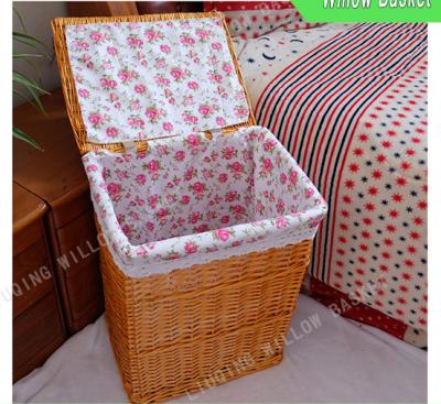 China Durable Cheap Square Wicker Basket Tall White Wicker Laundry Hamper Eco - Friendly for sale