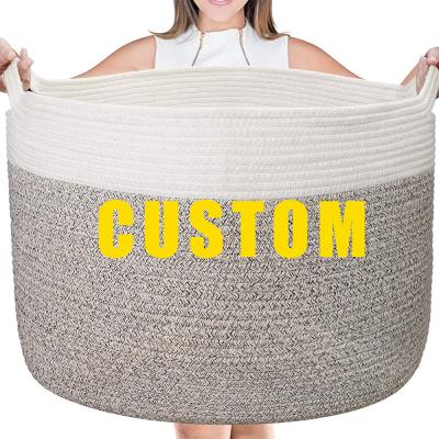 China Wholesale Viable Other Cotton Rope Laundry Basket Set Cotton Woven Storage Cotton Rope Basket for sale