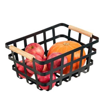 China Sustainable Flat Iron Baskets New Arrivals Kitchen Snack Beverage Gift Metal Storage Basket for sale