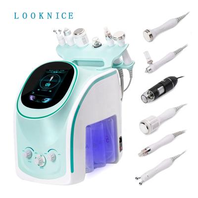 China 2021 New Arrival 6in1 H2O2 Small Bubble Micro-touch Hydra Care Hydra Beauty Facial Machine With Skin Moisture Tester for sale