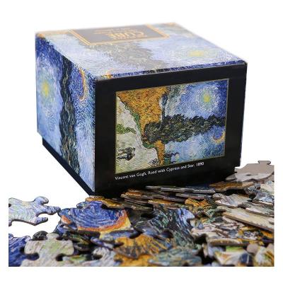 China Cartoon Toy Large Best Wholesale Blank 100 Magnetic Pieces Children Under Van Gogh's Starry Sky Jigsaw Puzzle Packing Case for sale