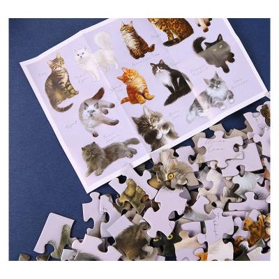 China Cartoon Toy Factory Low Price 1 Sample Free Custom Design Animals Cat Jigsaw Puzzle 100 Pieces For Christmas Gift for sale