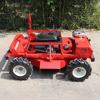 China Antistall Mini Wheel Lawn Mower Automatic 4x4 Lawn Mower Garden Robot Remote Control Lawn Mower for sale