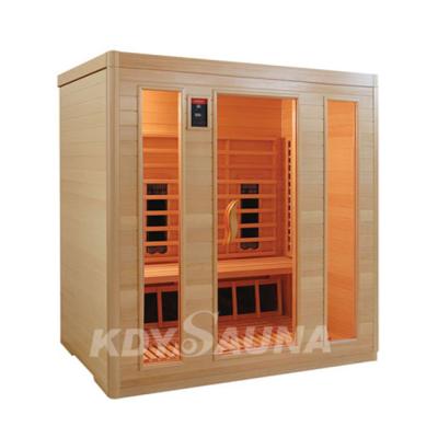 China Computer control panel infrared sauna room 2 people, far infrared dry steam sauna house, wooden hemlock sauna cabin for sale