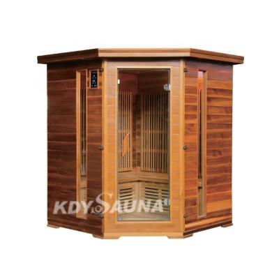 China Computer Control Panel Sauna Room Outdoor Luxury Infrared Cabinet Sauna Home Solid Wood Infrared Heater for sale