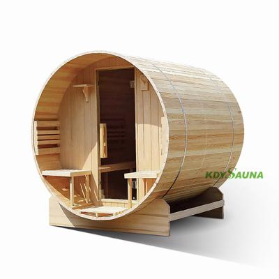 China Computer Control Panel 2 Person Hemlock Barrel Outdoor Sauna Traditional Sauna for sale